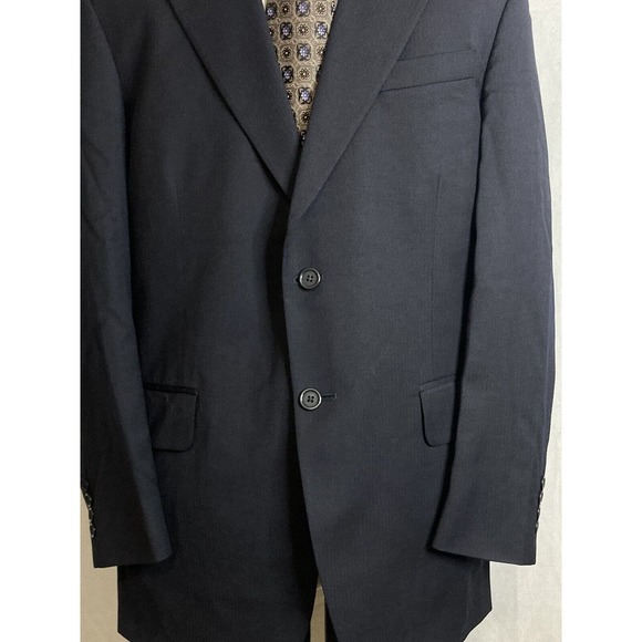 Mens Suit Jacket Blazer Sport Coat 40R 44" Navy Blue 2 Button Wool Stafford Mint - Picture 7 of 15
